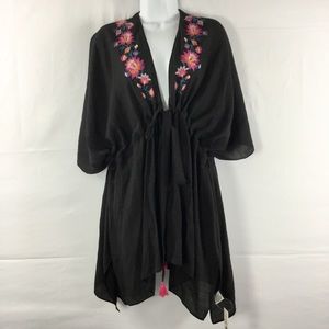 Anna & Ava Floral Embroidered Kimono Swim Coverup